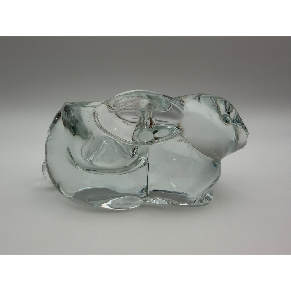 Clear Glass Rabbit Bunny Votive Candle Holder Figurine Trinket Dish Home Decor